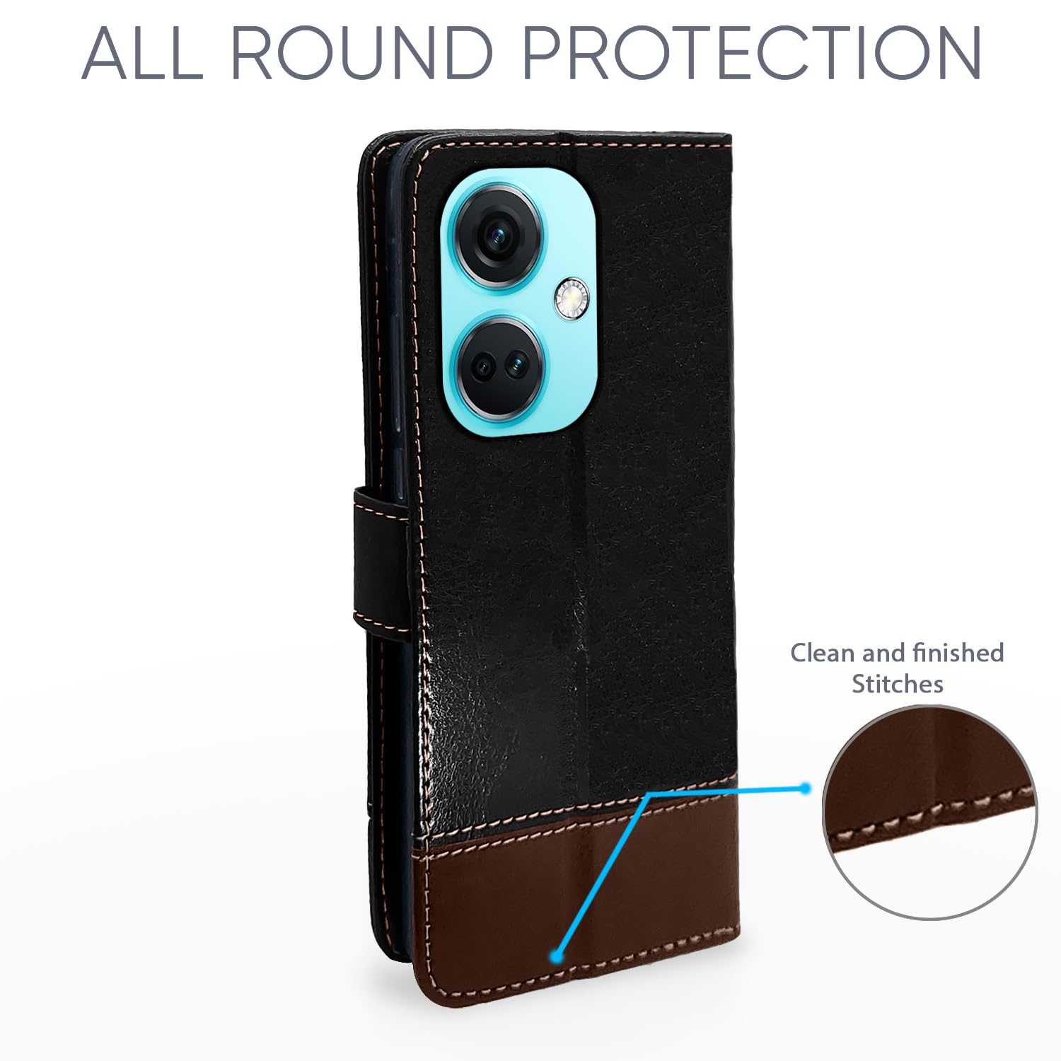 Pikkme black & brown Magnetic mobile flip cover for OnePlus Nord CE 3 5G – photo 4