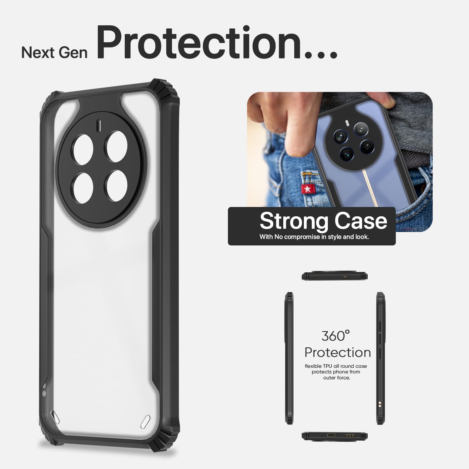 Pikkme Realme 12 Pro/12 Pro Plus 5G Clear black back cover – photo 6