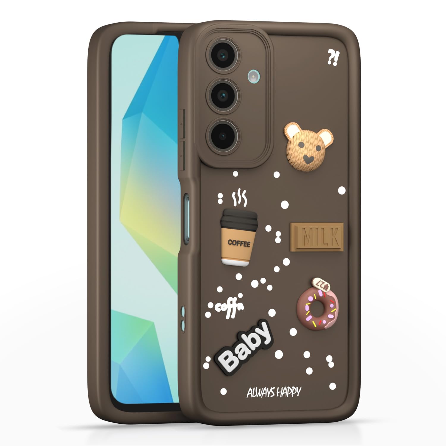  Samsung Galaxy A16 5G  Cute Fun Cartoon 3D Bear Silicone Full Body Protection  cartoon Brown 