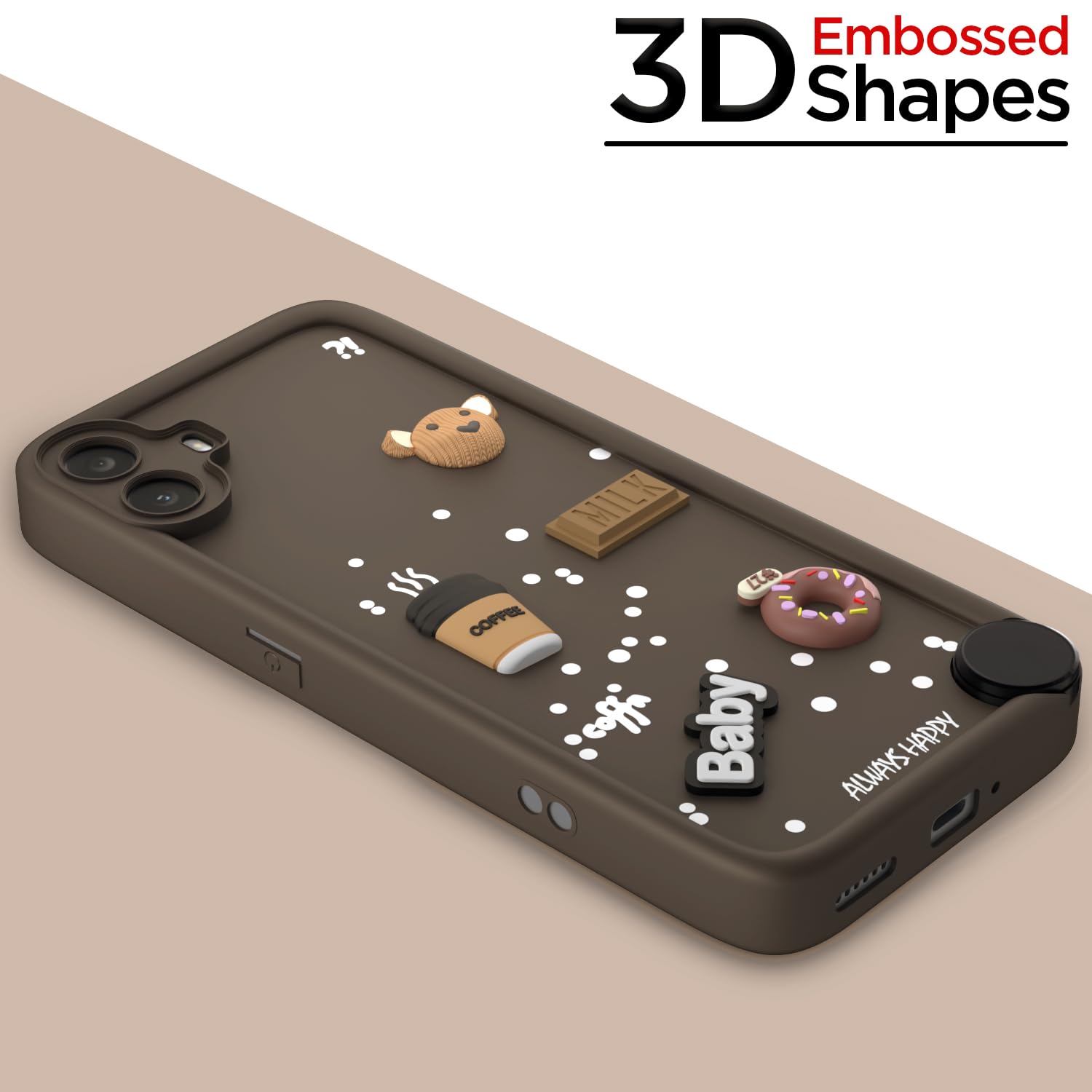 Pikkme CMF by Nothing Phone 1 Cute Fun Cartoon 3D Bear Coffee Back Cover (Brown)