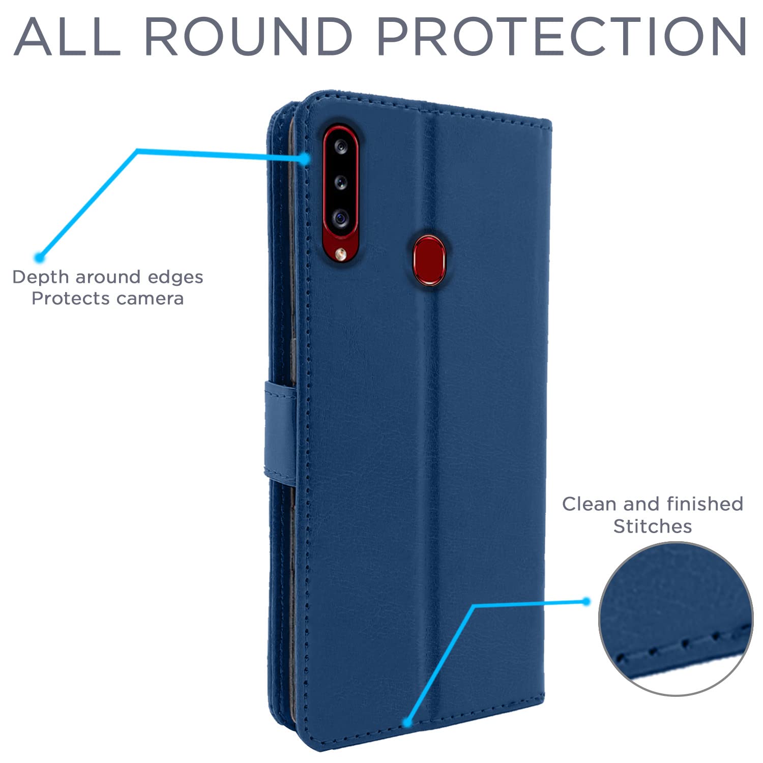 Pikkme  Samsung Galaxy A20s Vintage  Flip Cover  (Blue)