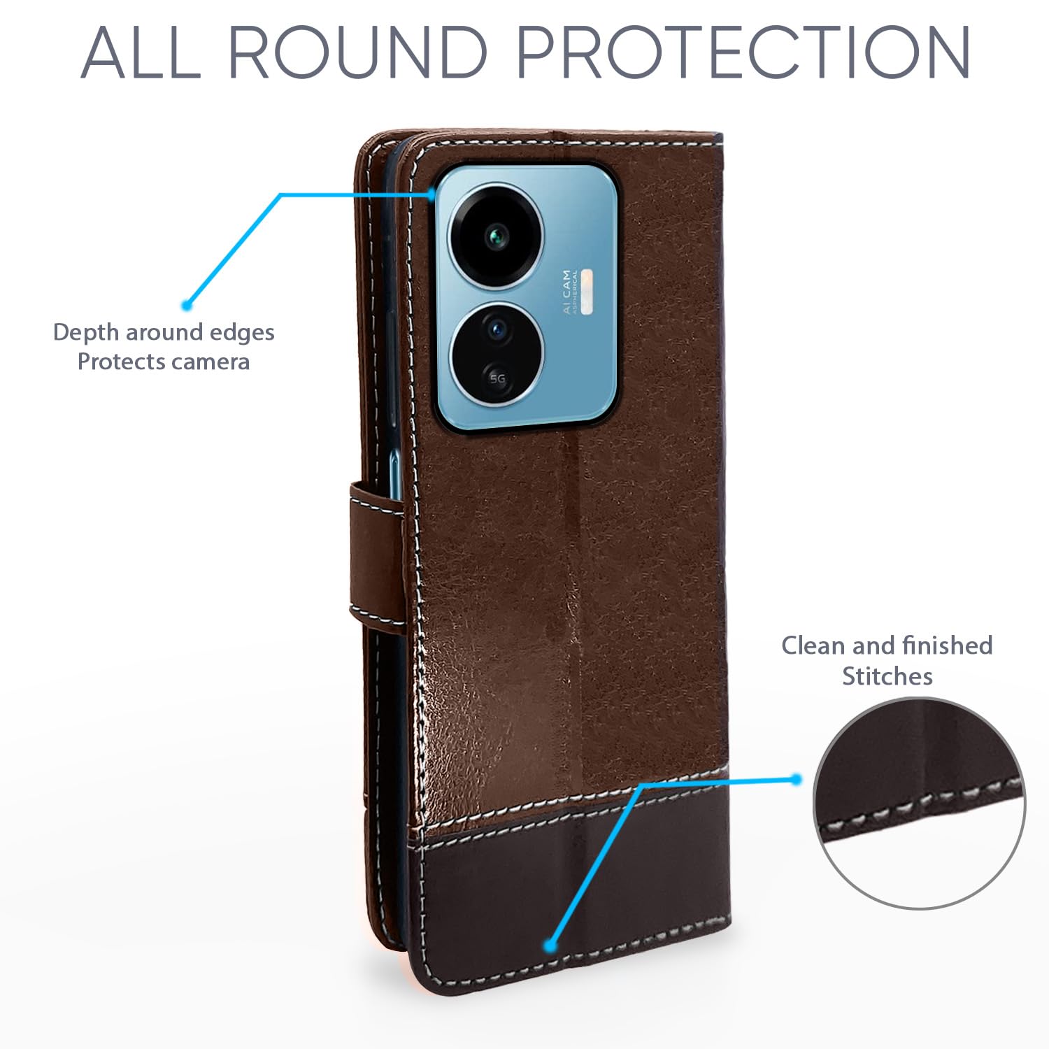 Pikkme iQOO Z6 Lite 5G Magnetic brown & coffee wallet flip cover – photo 3