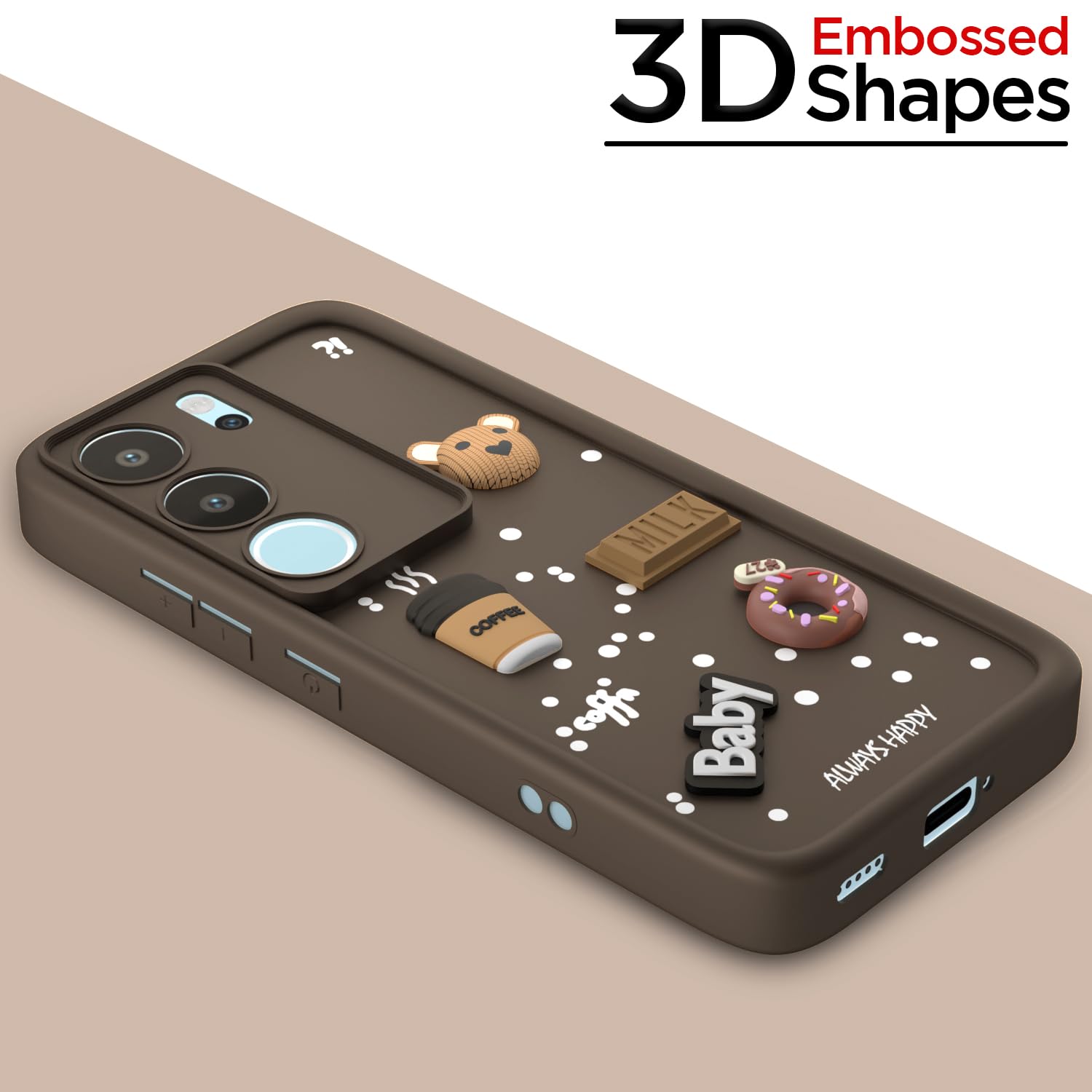 Vivo Y29 5G/Y19s 5G/3D Silicone mobile back cover in brown by Pikkme – photo 3