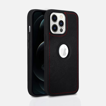 Pikkme iPhone 12 Pro Luxe Series | Velvet Cloth Inside PU Leather Back Case (Black)