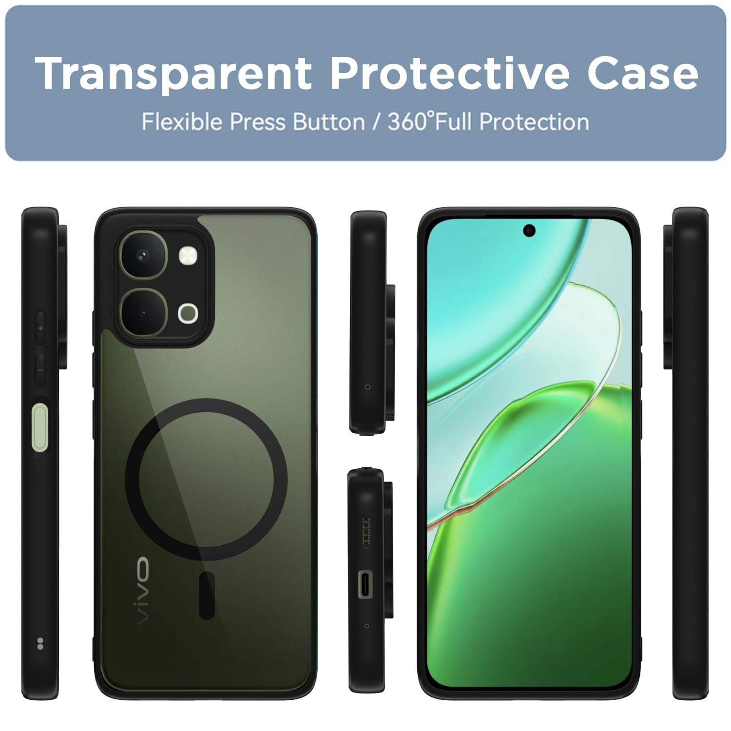 Pikkme black mag-safe back cover for Vivo T5x/Y51 Pro/iQOO Z11x 5G – photo 2