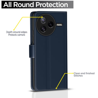 Pikkme Poco F7 Ultra 5G Contrast Flip Cover (Blue)