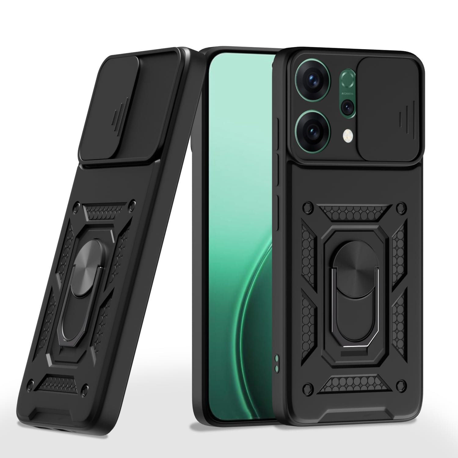 Pikkme black D10 Camera Shield mobile cover for Oppo Reno 14 Pro 5G