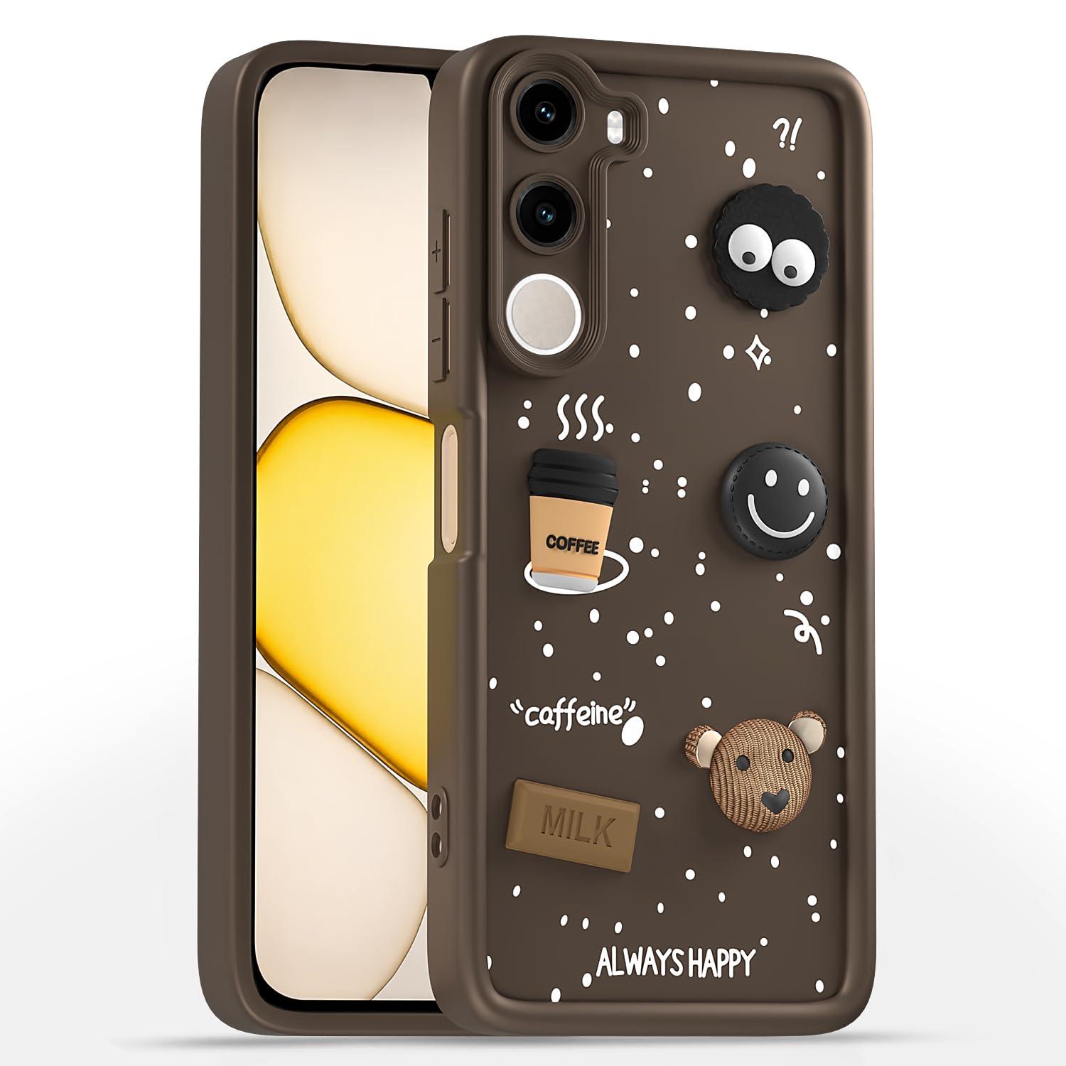 Realme C100x Bear Coffee phone cover in brown by Pikkme