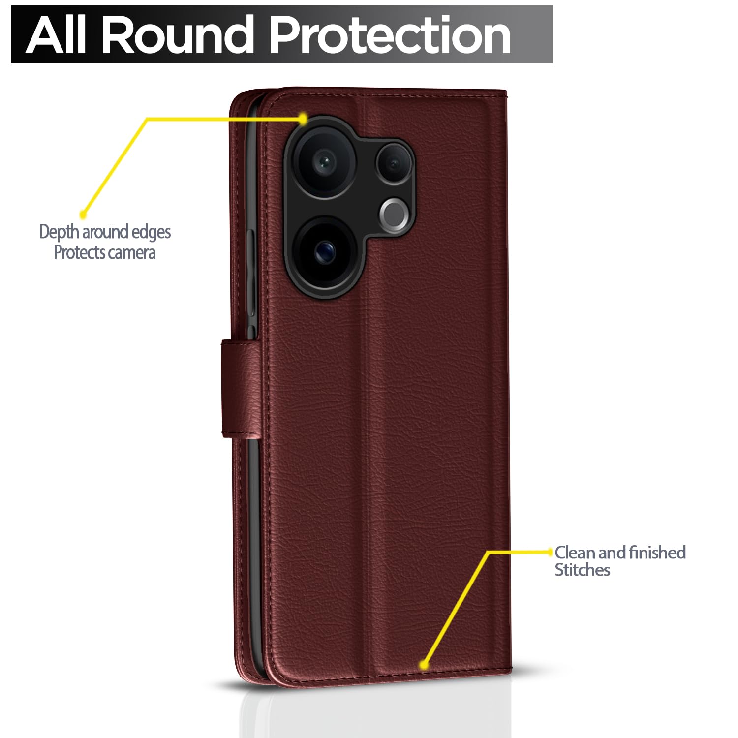 Pikkme brown Wallet mobile flip cover for Vivo V60/T4 Pro 5G – photo 4