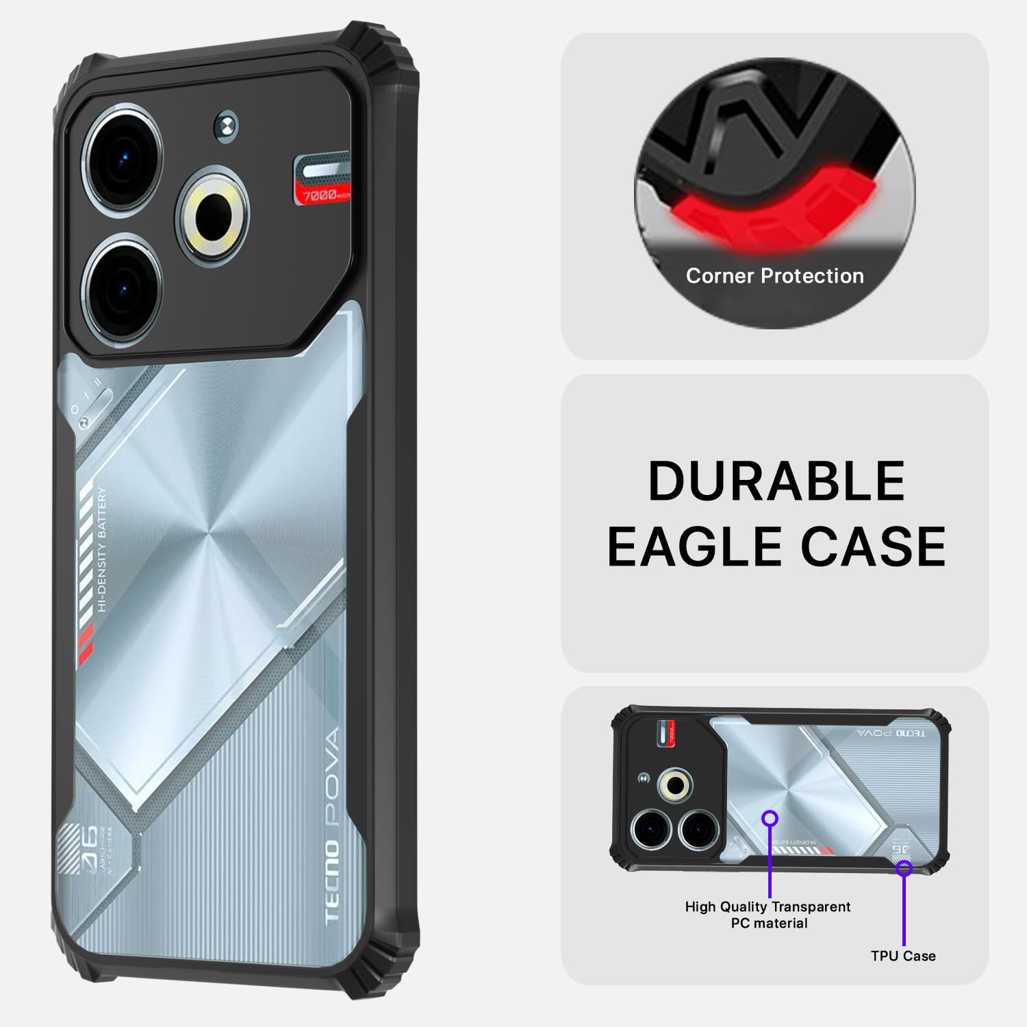 Pikkme black Clear phone cover for Tecno Pova 6 Neo – photo 5