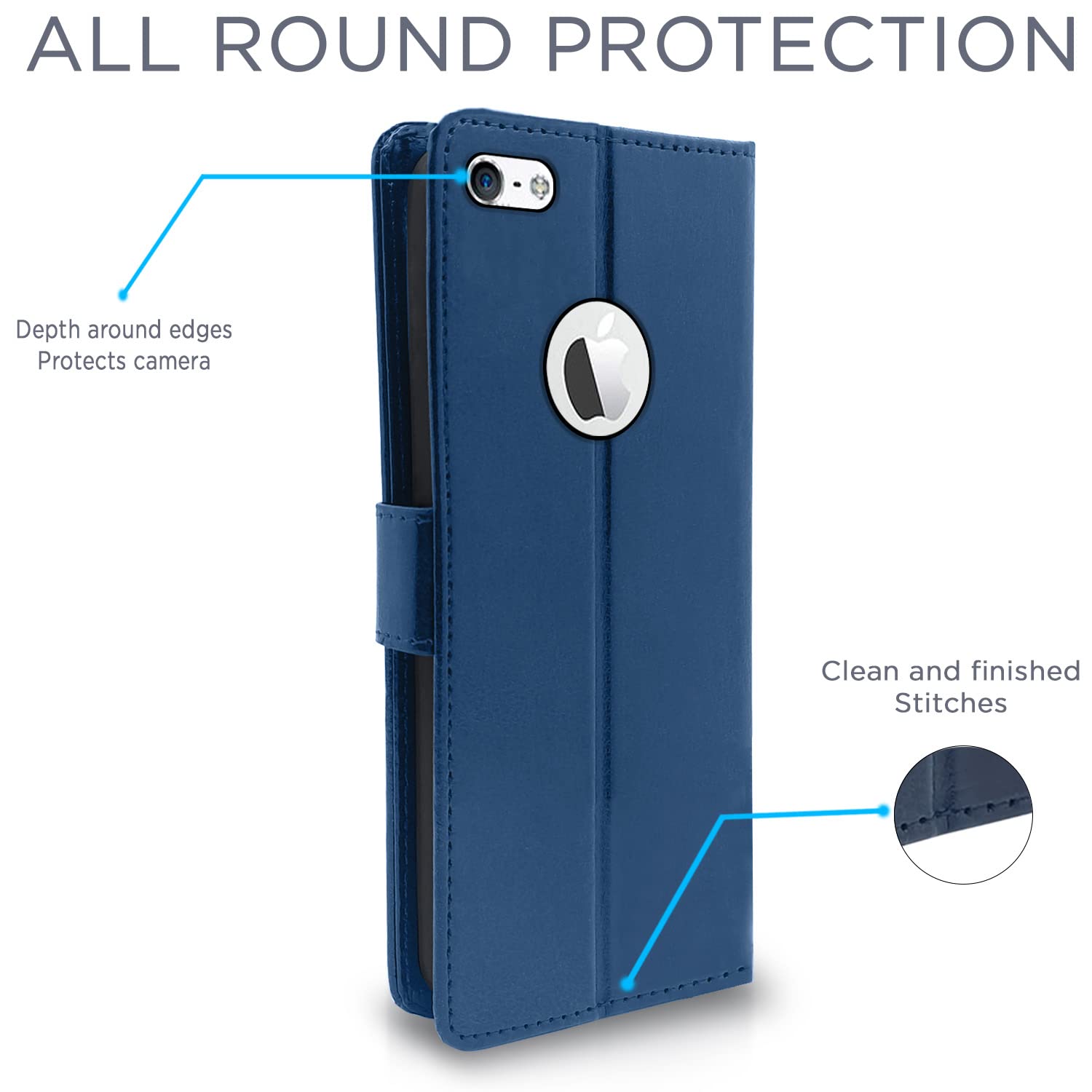 Pikkme iPhone 5 / 5s / Se Vintage Flip Cover (Blue)