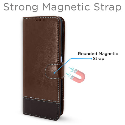 Redmi 9 Power wallet flip cover in brown & coffee by Pikkme – photo 6