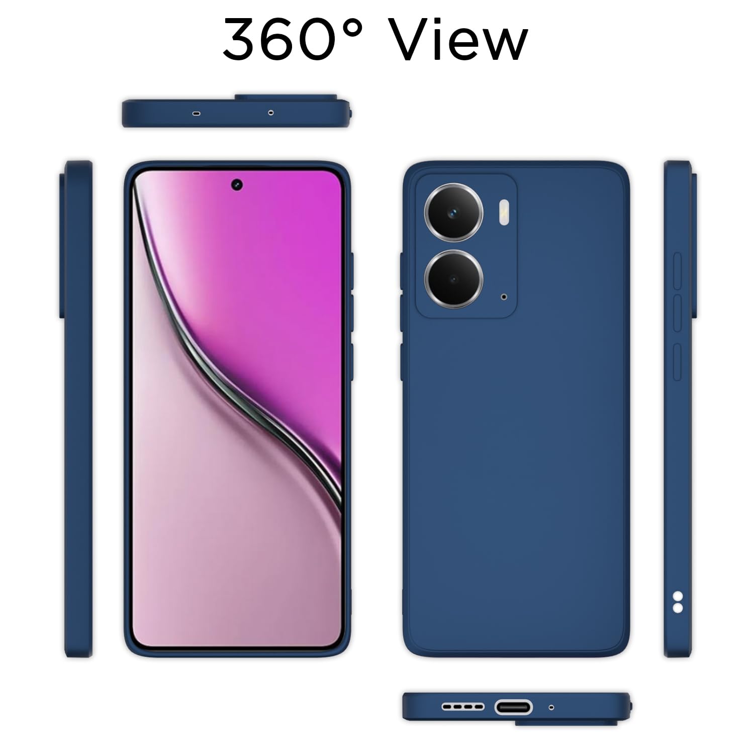 Pikkme Realme P3 5G Soft Matte Silicone Shockproof Case (Blue)