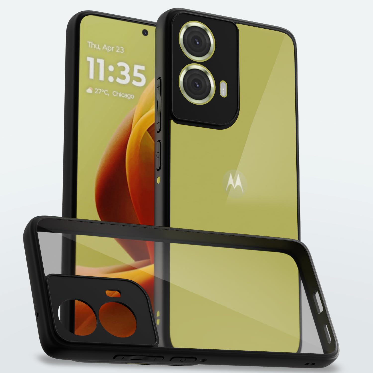 Black Hybrid back cover for Moto G85 5G – Pikkme