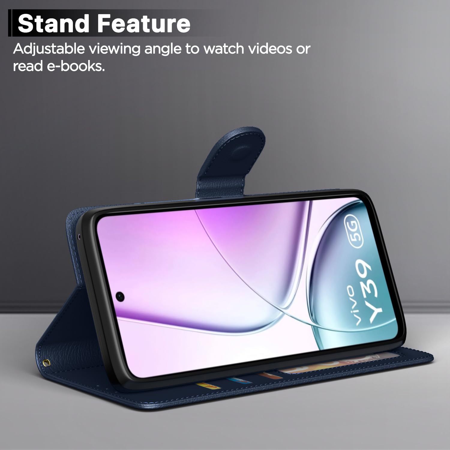 Pikkme Vivo Y39 5G Vintage Flip Cover (Blue)