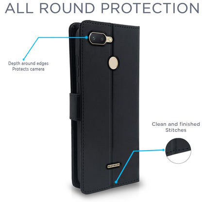 Redmi 6 wallet flip cover in black by Pikkme – photo 4
