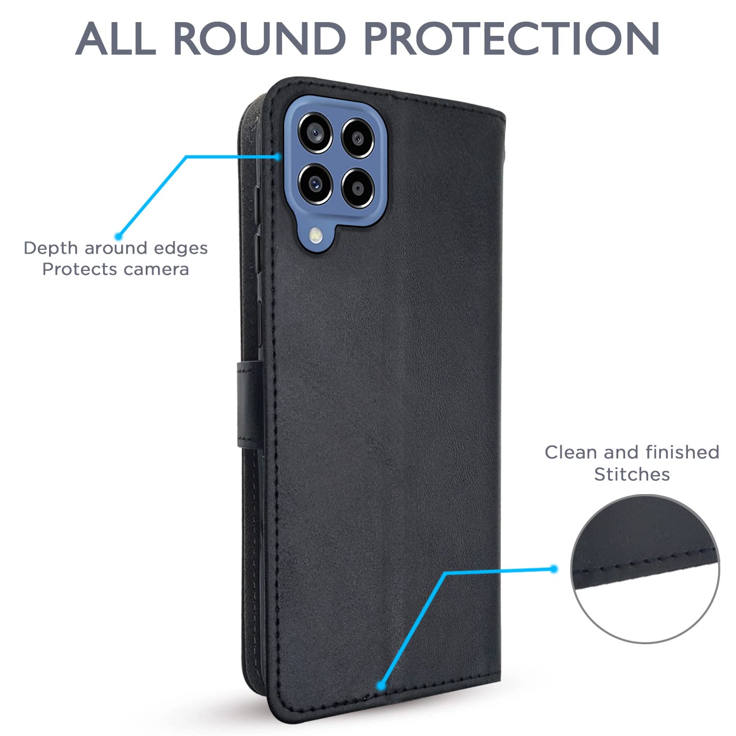 Black wallet flip cover for Samsung M33 5G – Pikkme – photo 4
