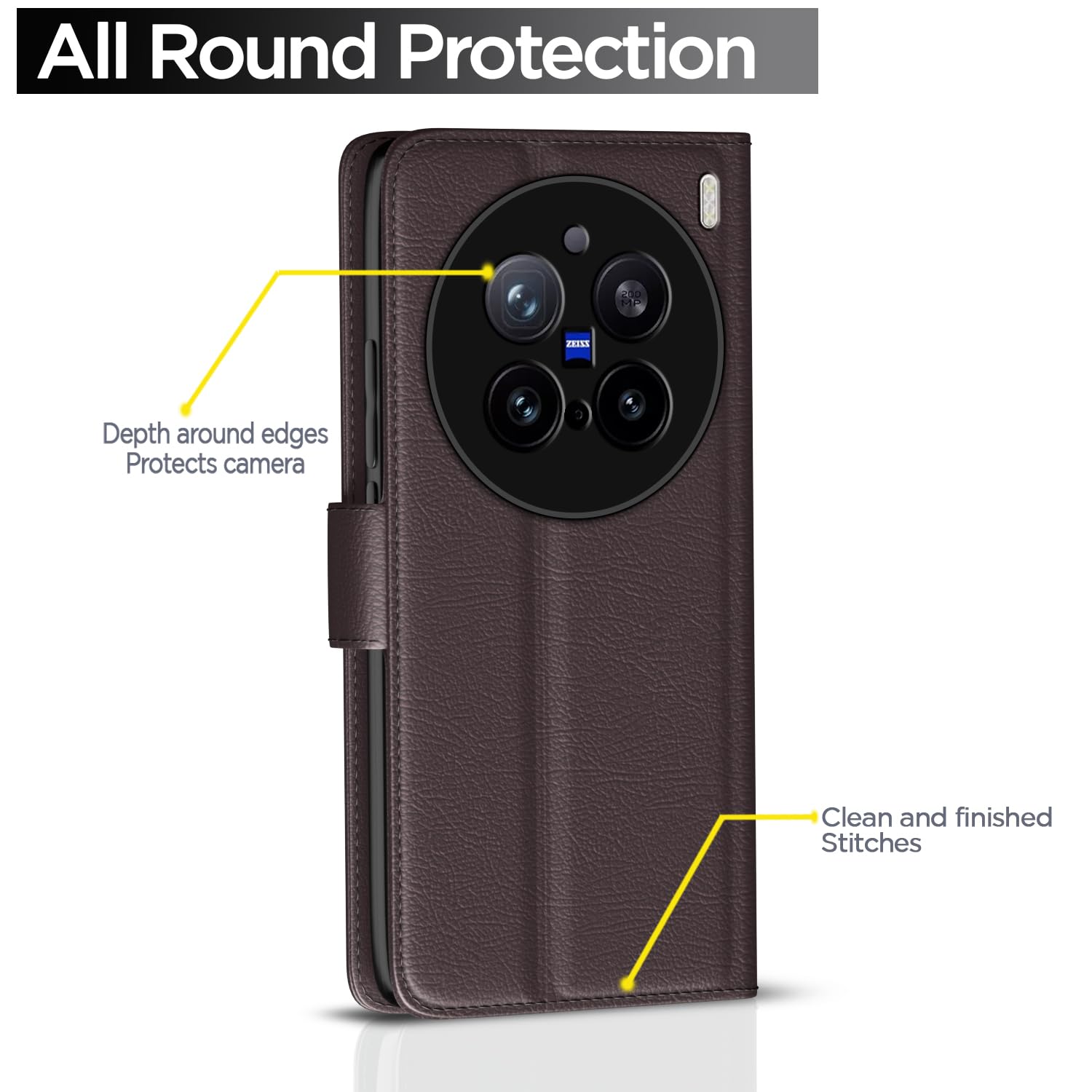 Vivo X200 Pro 5G Wallet flip case in coffee by Pikkme – photo 4
