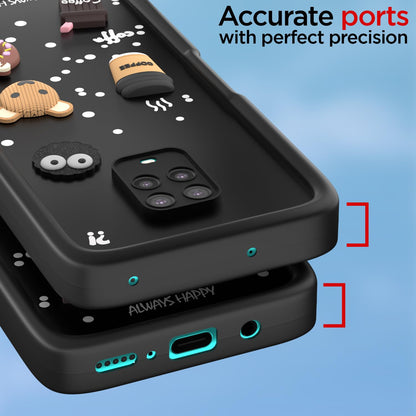Pikkme Redmi Note 9 Pro/Note 9 Pro Max/Poco M2 Pro/Note 10 Lite Cute Fun Cartoon 3D Bear Coffee Back Cover (Black)