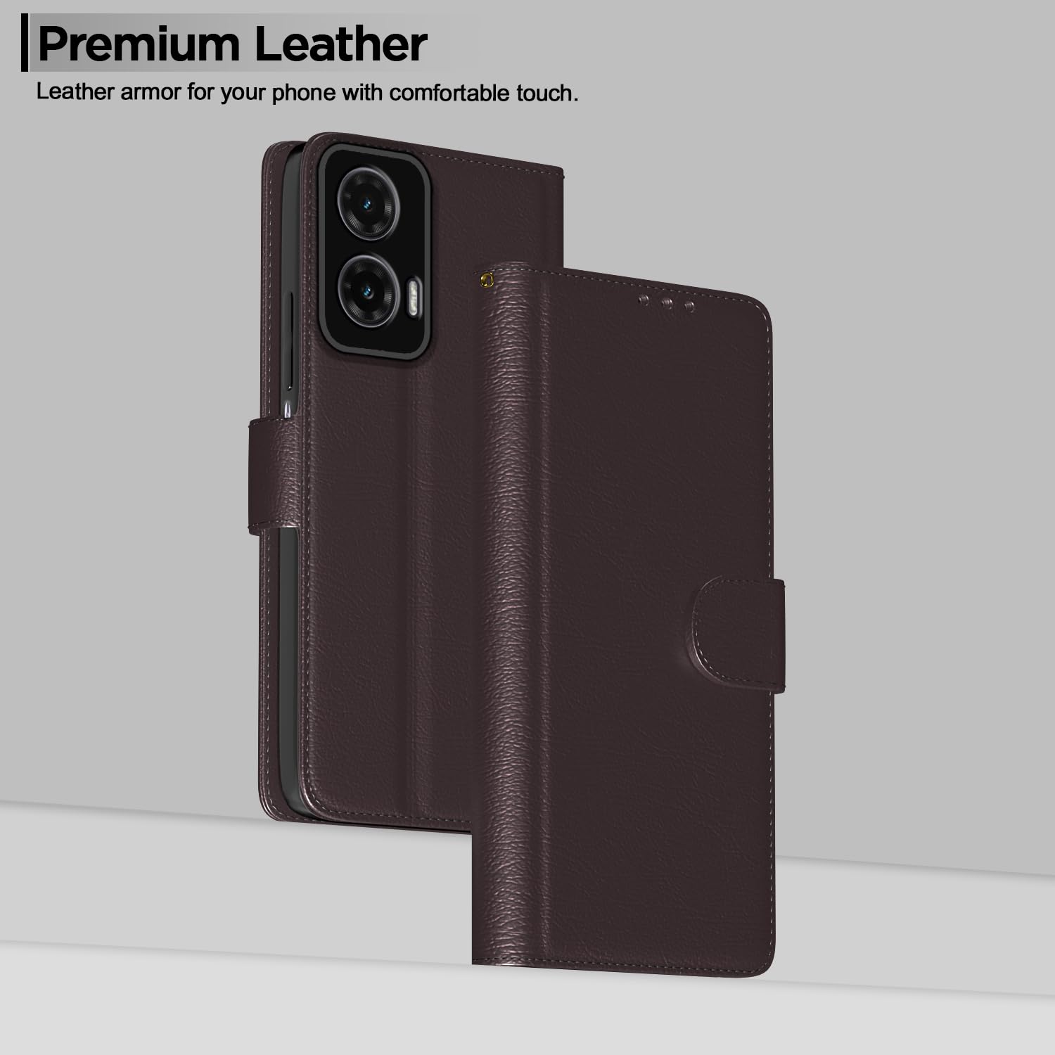 Moto G35 5G Wallet flip case in coffee by Pikkme – photo 2