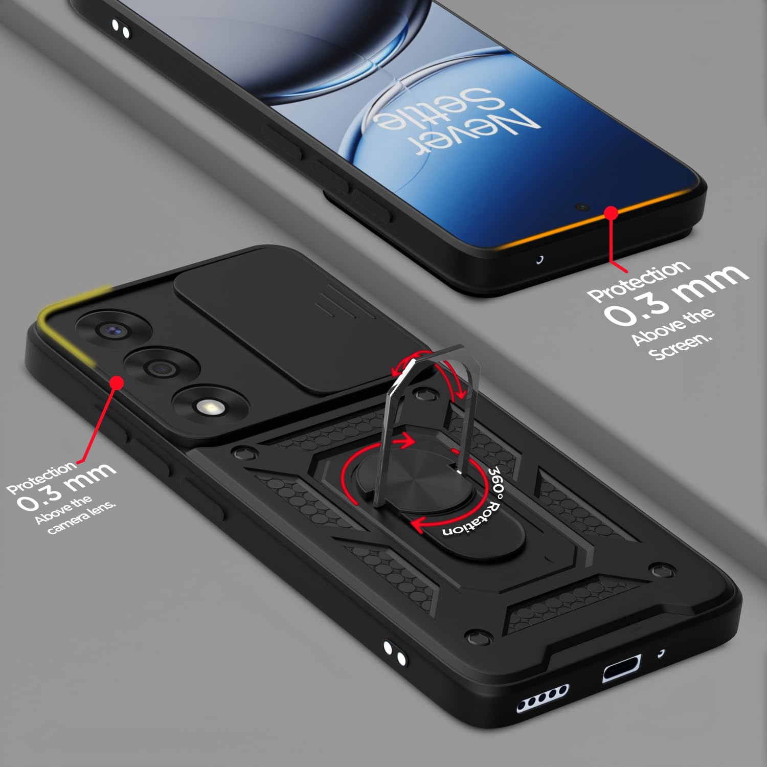 Pikkme OnePlus Nord 5 5G D10 Tough Armor Back Cover (Black)