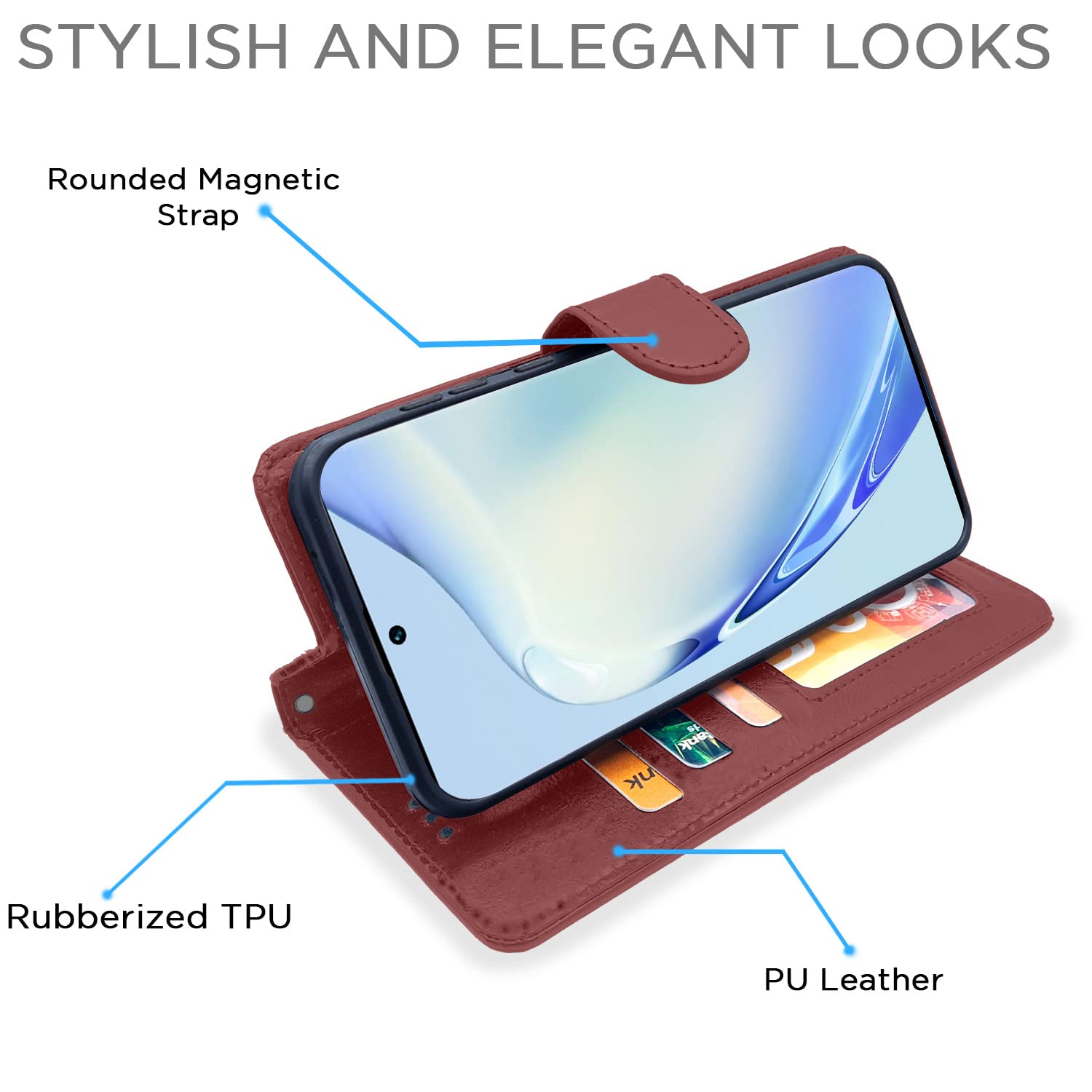 Vivo V27/V27 Pro 5G Wallet mobile flip cover in brown by Pikkme – photo 5