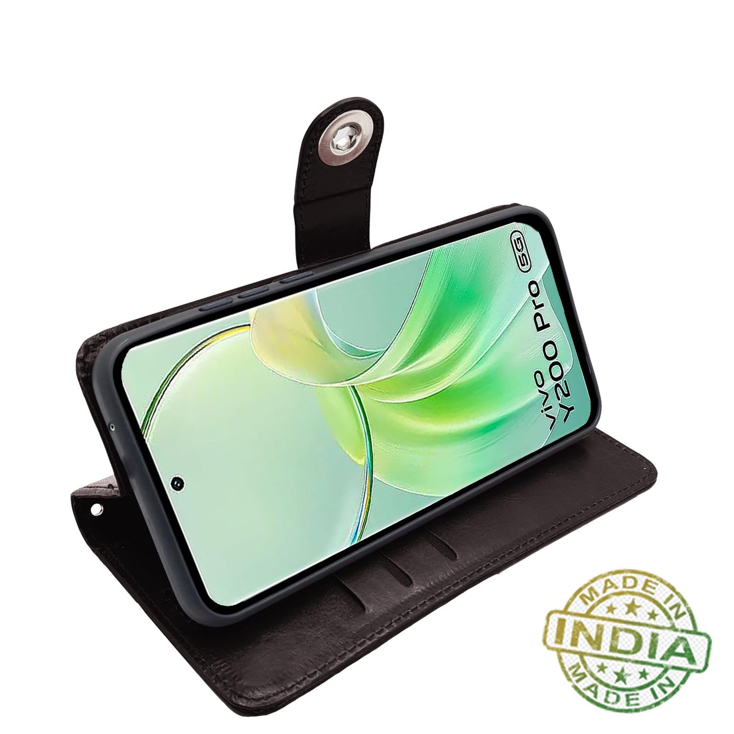 Pikkme Vivo Y200 Pro 5G Button Flip Cover (Coffee)