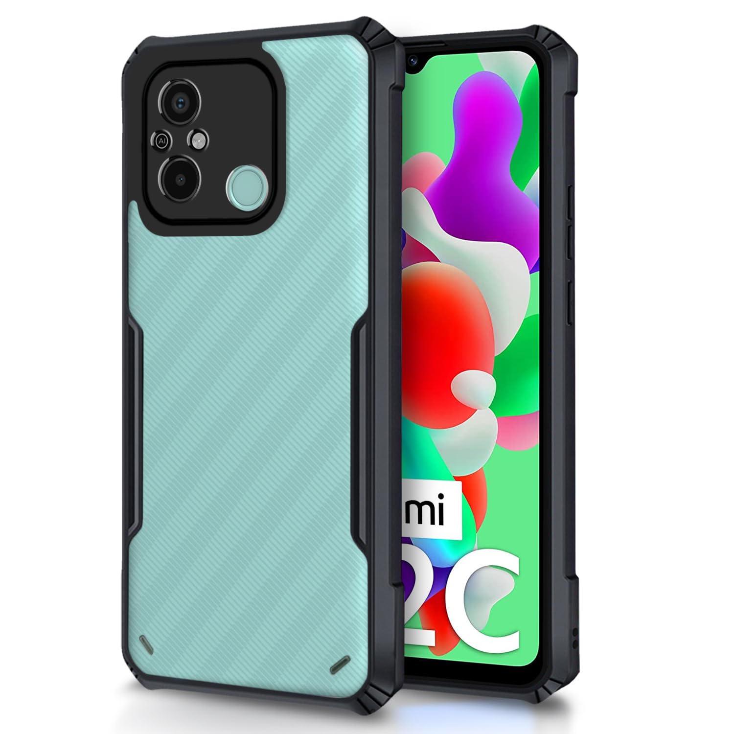 Pikkme thermoplastic polyurethane, black Clear back cover for Redmi 12C/Poco C55