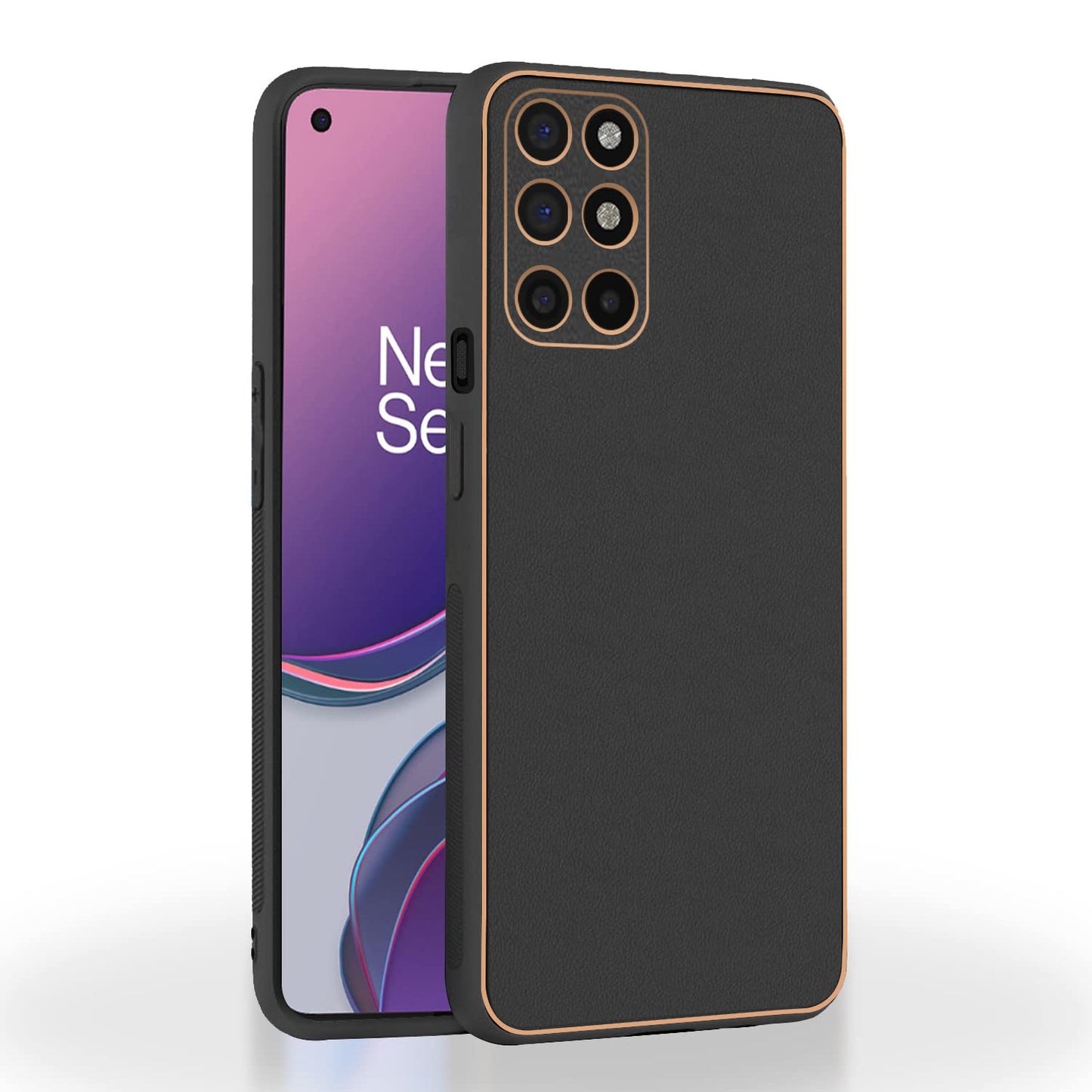 Pikkme OnePlus 8T / 9R Leather Chrome Case | Black