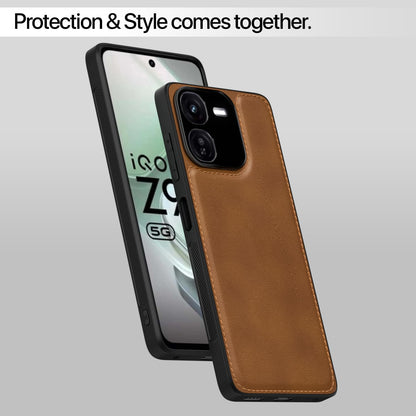 Pikkme iQOO Z9X 5G Leather Back Case | Brown