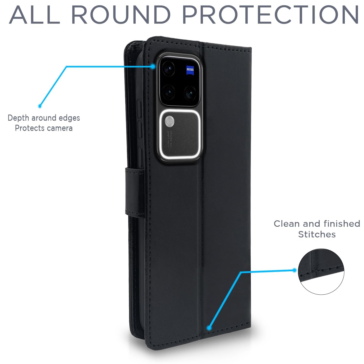 Black mobile flip cover for Vivo V30 Pro 5G – Pikkme – photo 4