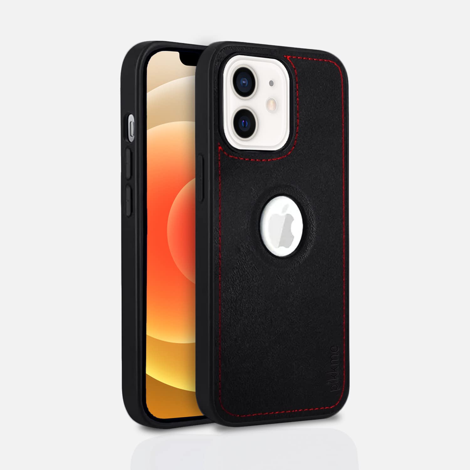 Pikkme iPhone 12 Luxe Series | Velvet Cloth Inside PU Leather Back Case (Black)