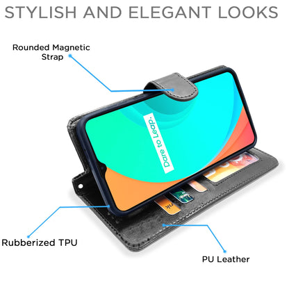 Pikkme Realme C11 Vintage Flip Cover | Black