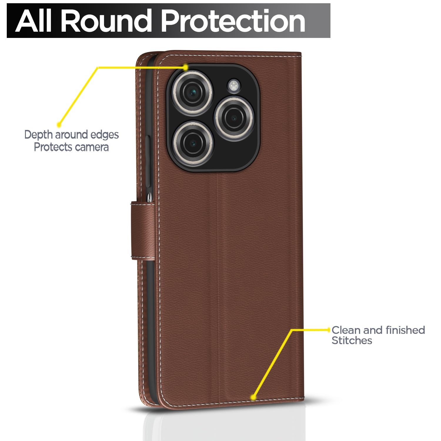 Tecno Spark 20 Pro mobile flip cover in tan by Pikkme – photo 4