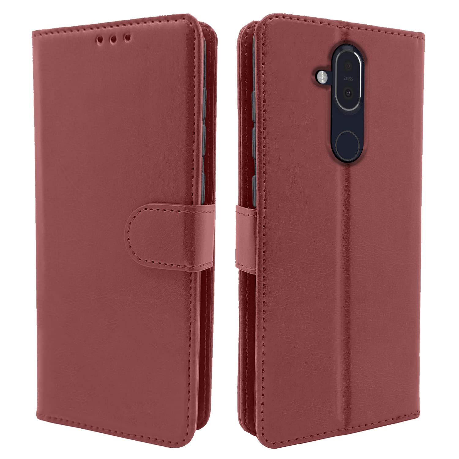 Brown wallet flip cover for Nokia 8.1 – Pikkme