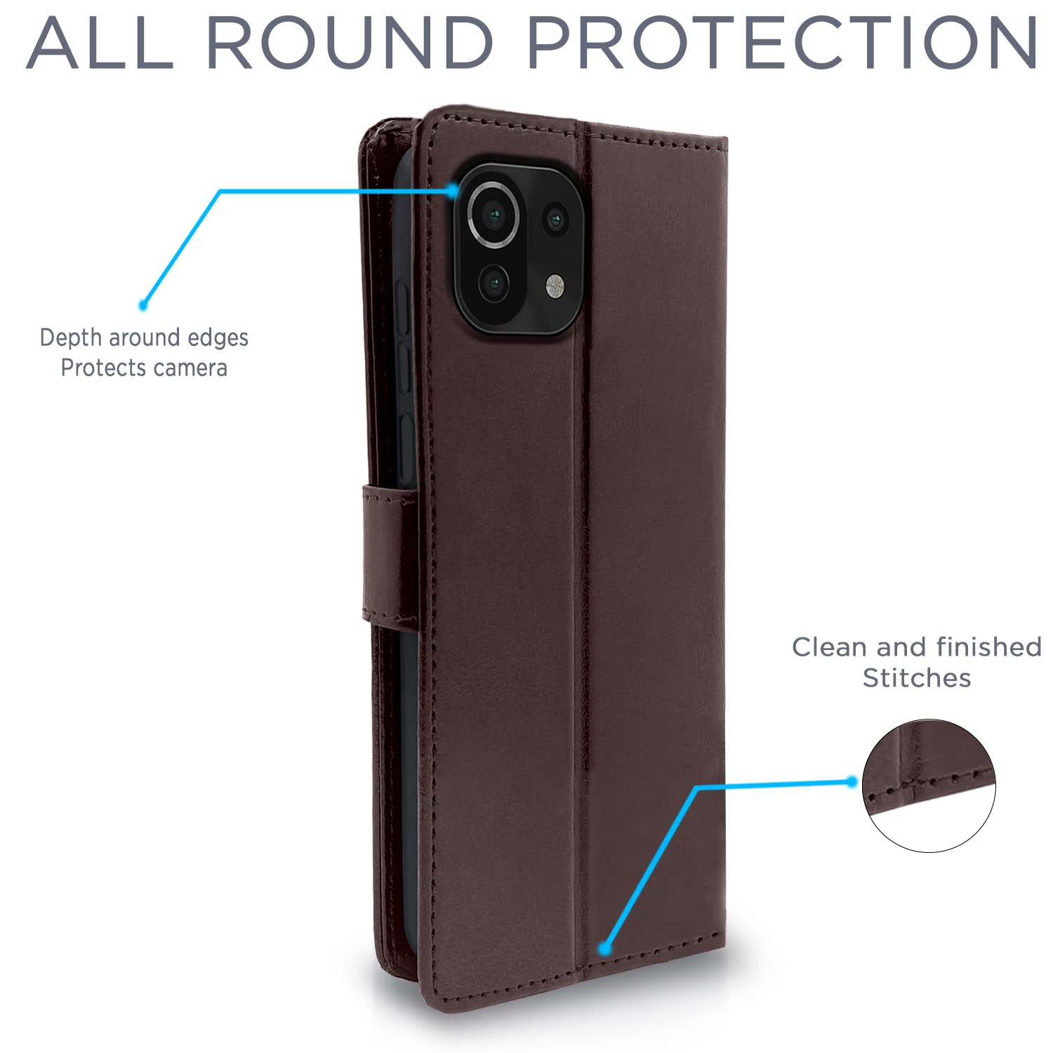 Pikkme Mi 11 Lite Vintage Flip Cover (Coffee)