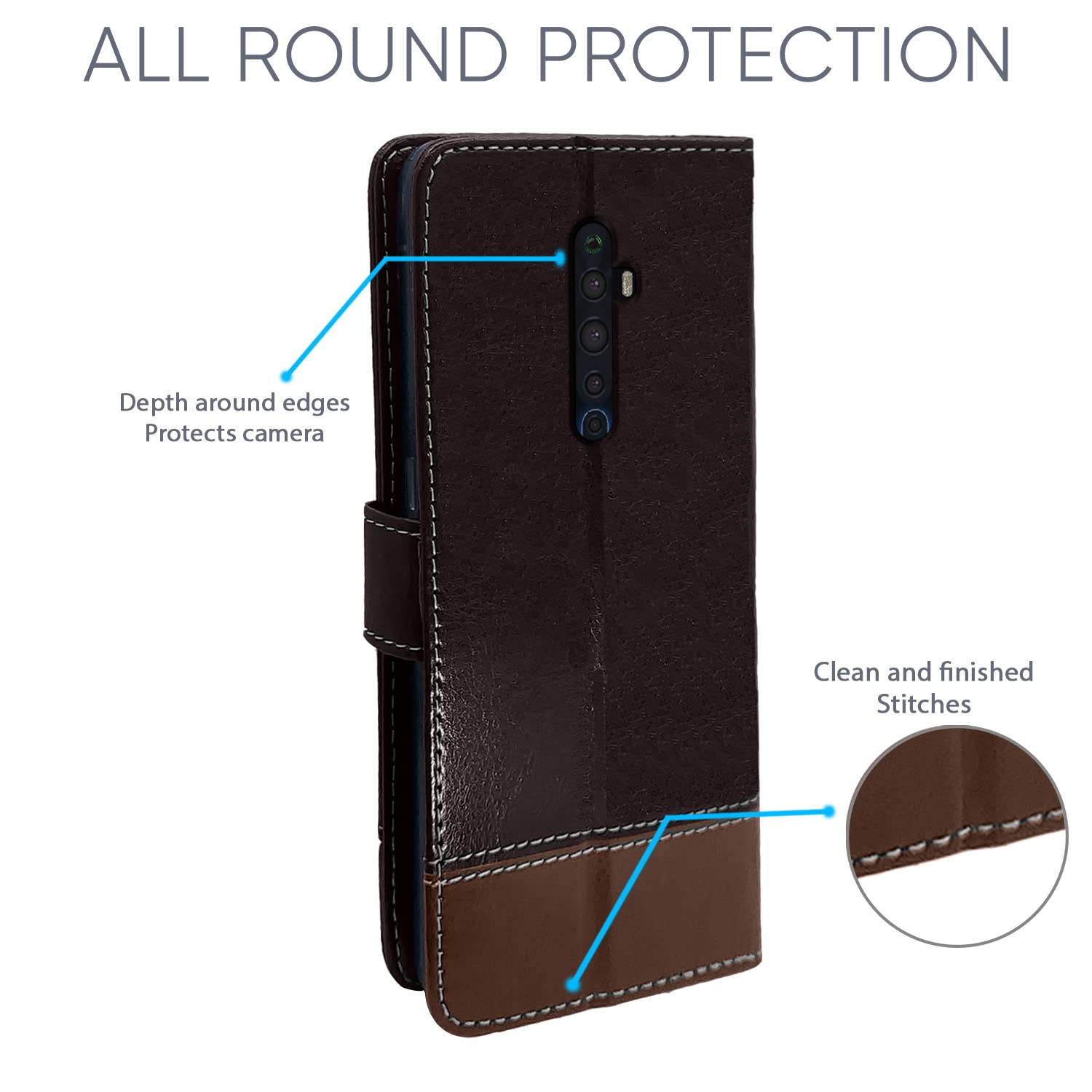 Pikkme coffee & brown Magnetic flip case for Reno 2Z/2F – photo 5