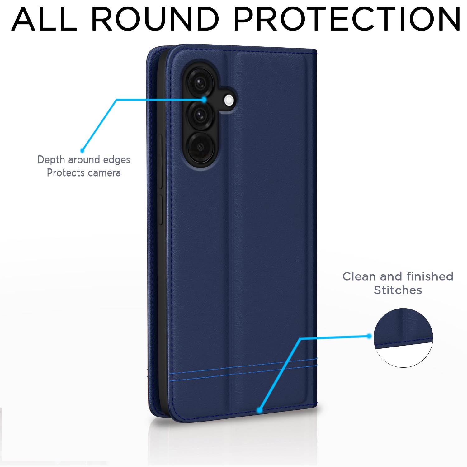 Samsung A56 5G wallet flip cover in blue by Pikkme – photo 4