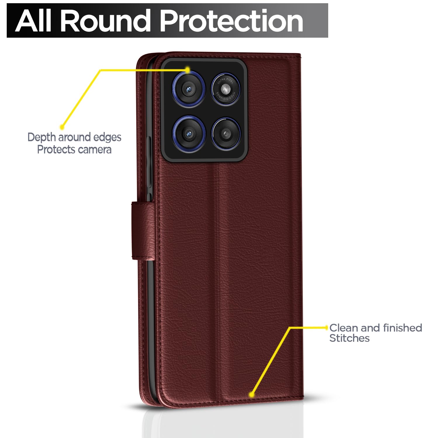 Pikkme Motorola Moto Edge 60 Stylus 5G Vintage Flip Cover (Brown)