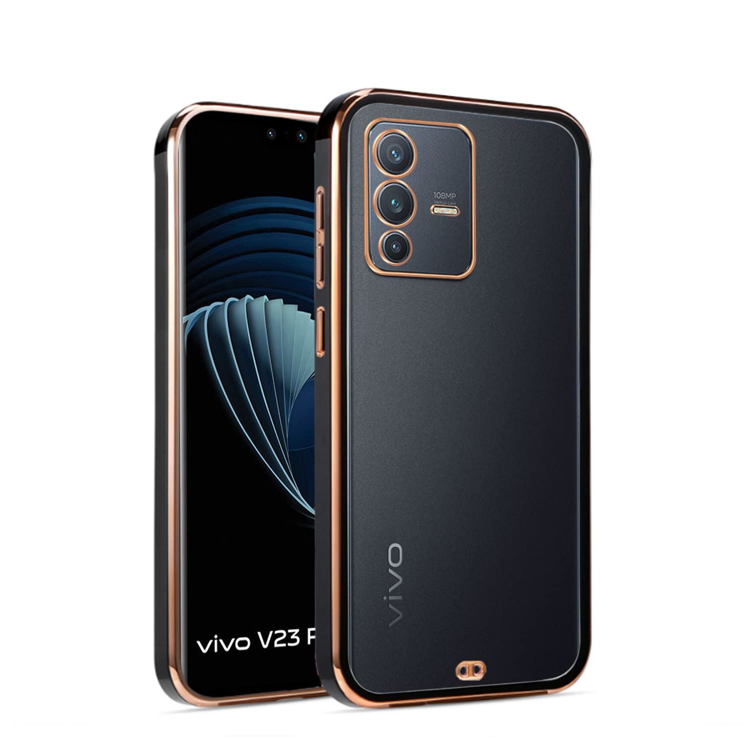 Vivo V23 Pro 5G Chrome mobile cover in black by Pikkme