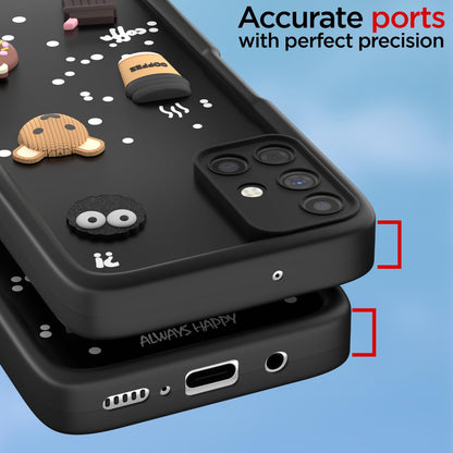 Pikkme Samsung Galaxy M51  Cute Fun Cartoon 3D Bear Coffee Back Cover (Black)