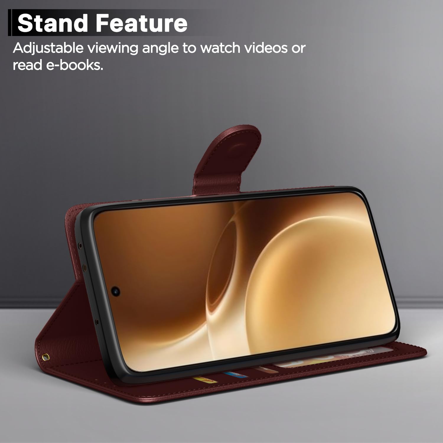 Oppo Reno 15 Pro 5G wallet flip cover in brown by Pikkme – photo 3