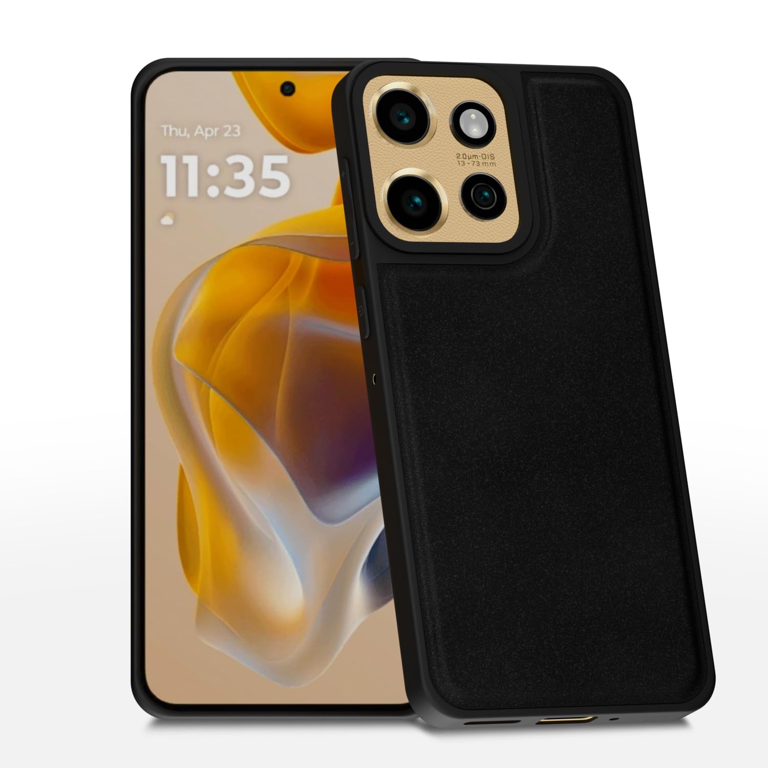 Black Leather phone cover for Moto Edge 50 Neo 5G – Pikkme