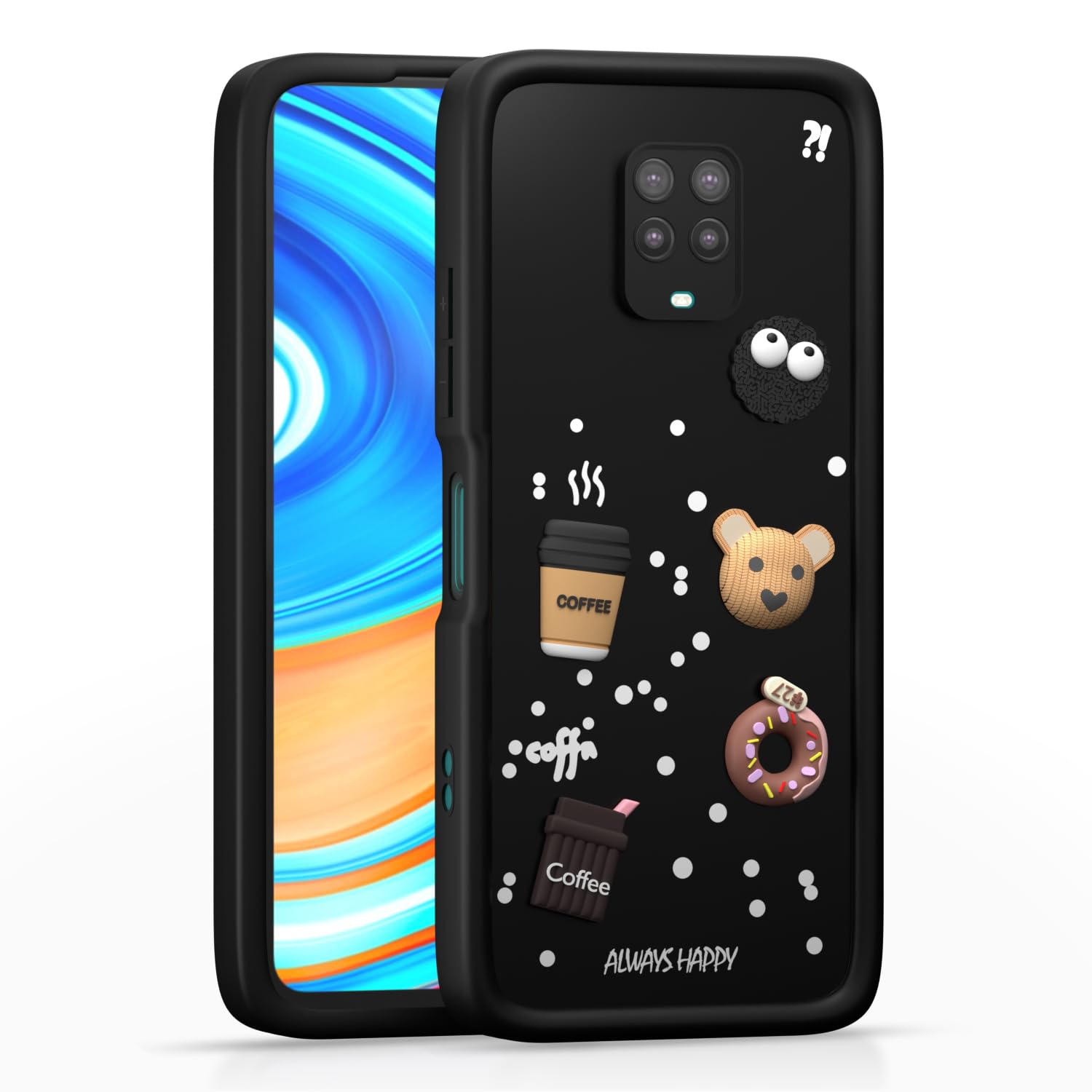 PikkmeRedmi Note 9 Pro Cute Fun Cartoon 3D Bear Silicone Back Cover - Black 