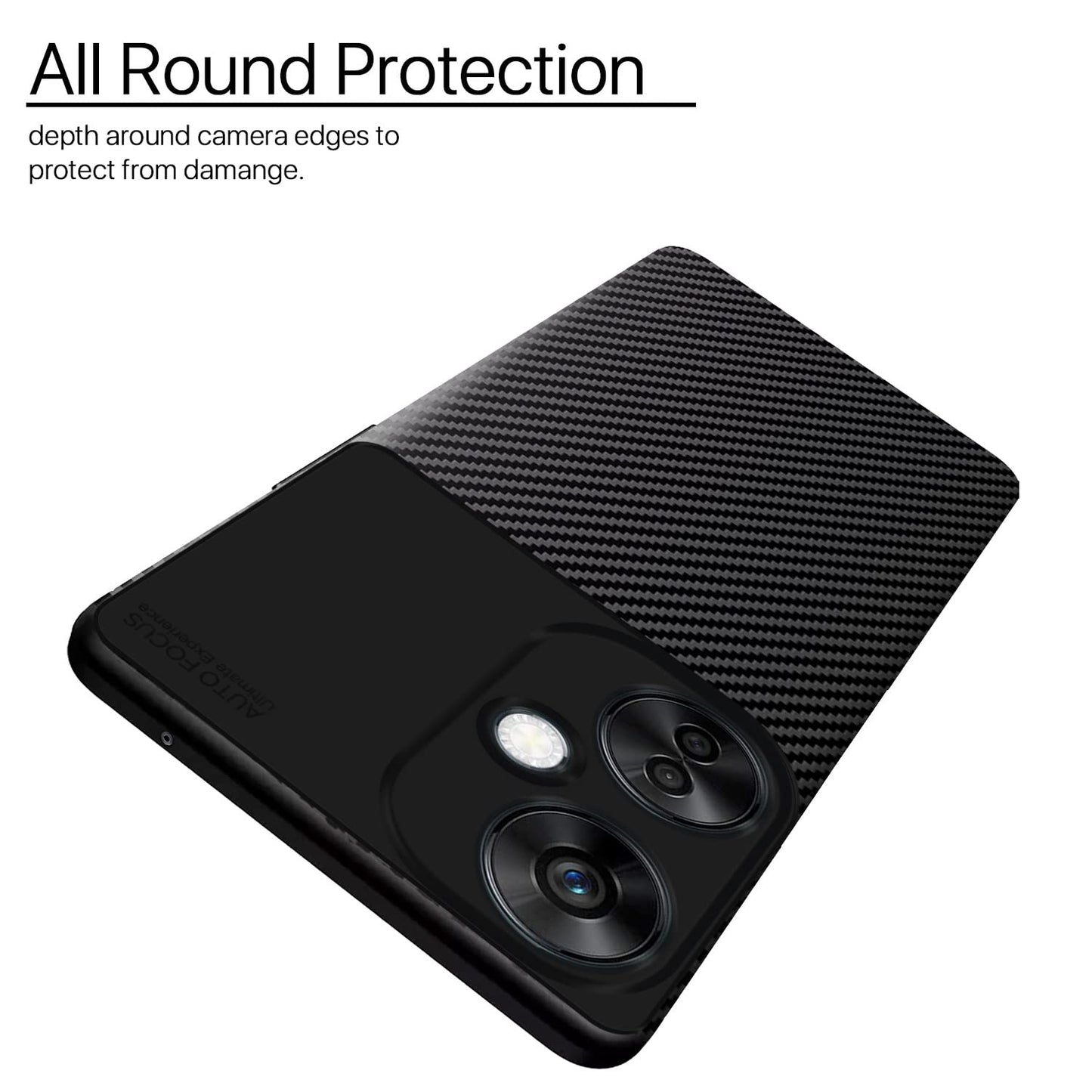 Pikkme OnePlus Nord Ce 3 Lite 5G | Rugged Carbon Fiber | Shock Proof | Matte Soft Silicon Flexible | Back Case for OnePlus Nord Ce 3 Lite 5G (Black)