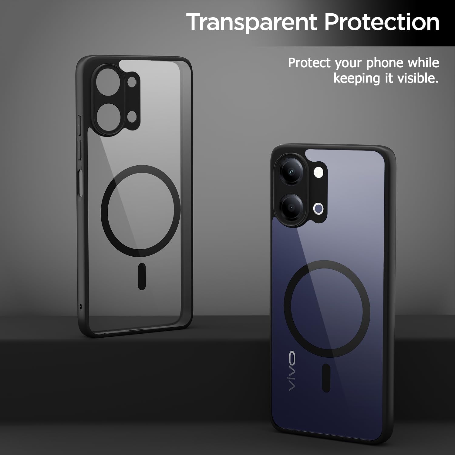 Pikkme black mag-safe MagSafe back cover for Vivo Y11/T5 Lite 5G – photo 3