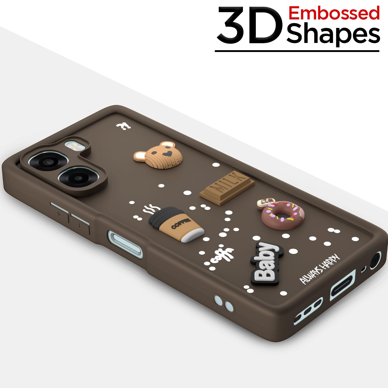 Pikkme Oppo A6X 5G/3D Silicone brown mobile back cover – photo 3