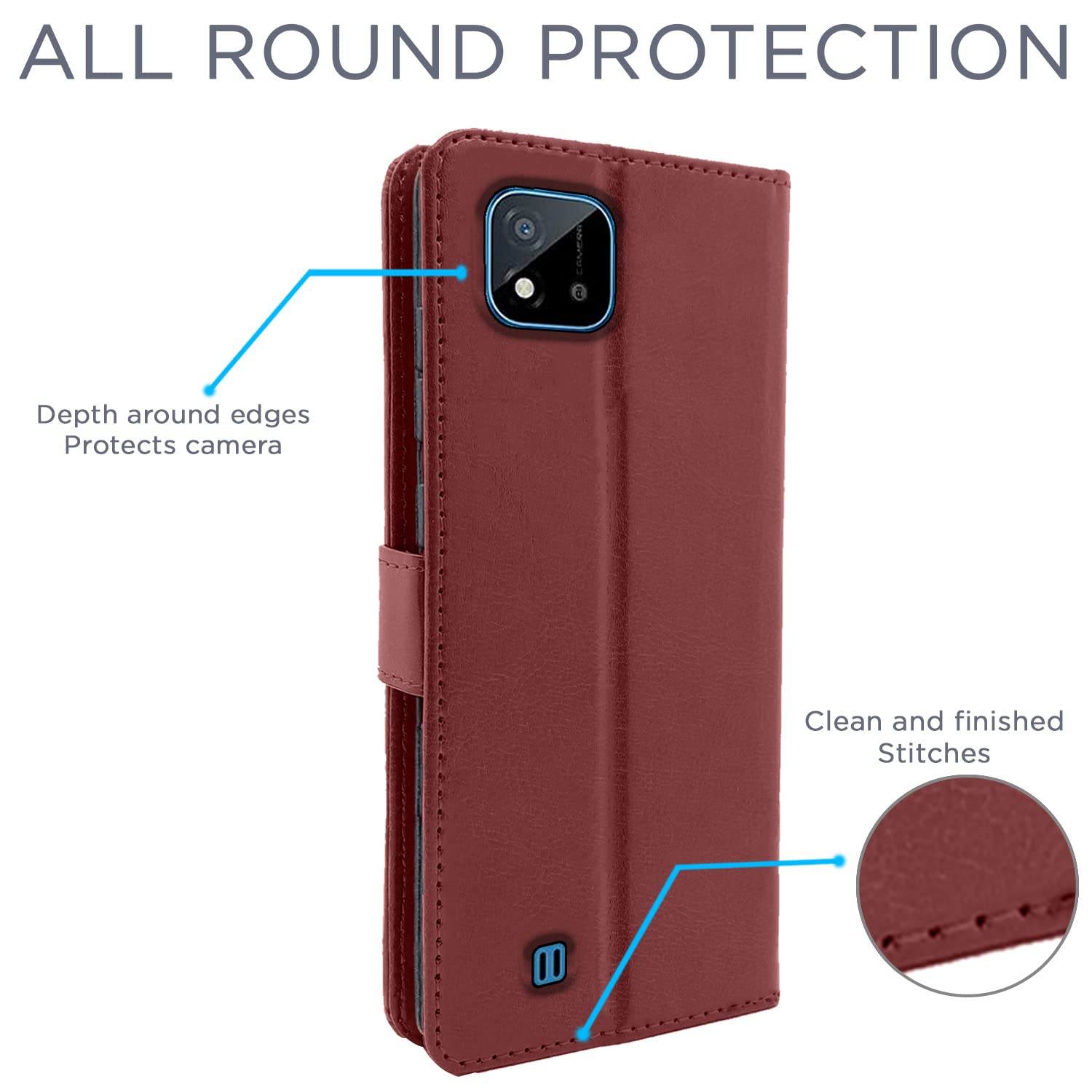 Pikkme Realme C20 Vintage Flip Cover | Brown