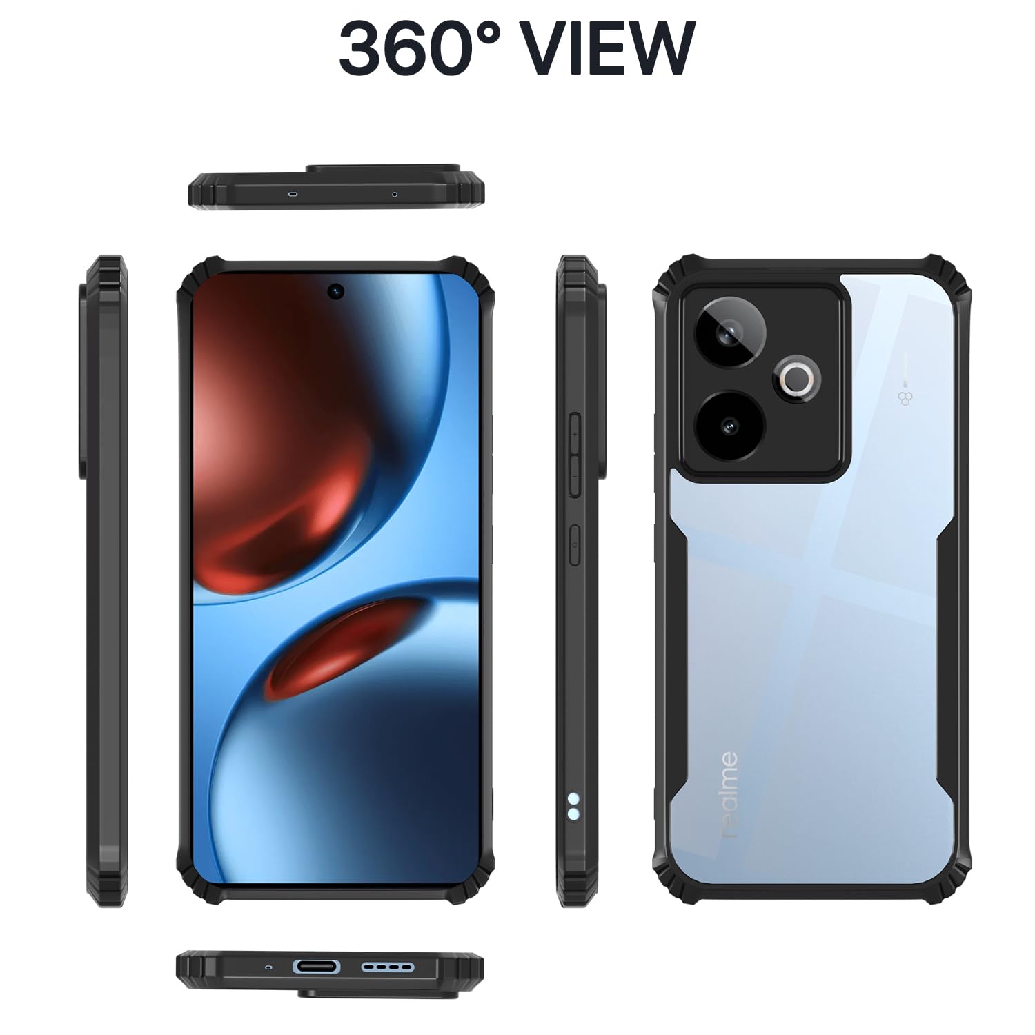 Pikkme Realme GT 7 5G / GT 7T 5G Eagle Clear Transparent Back Cover (Black)