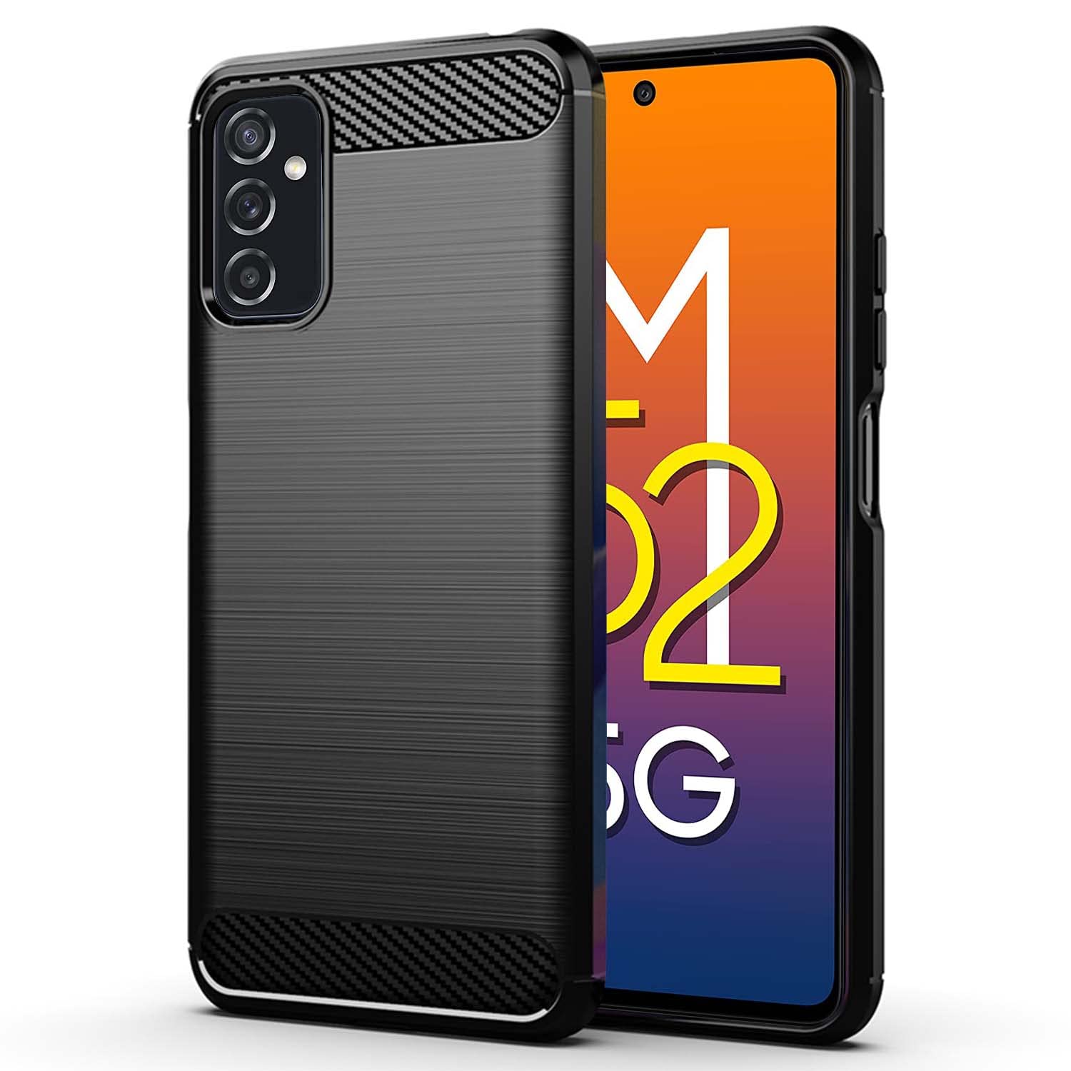  Samsung Galaxy M52 5G Hybrid Carbon Fiber Back Cover - Black 